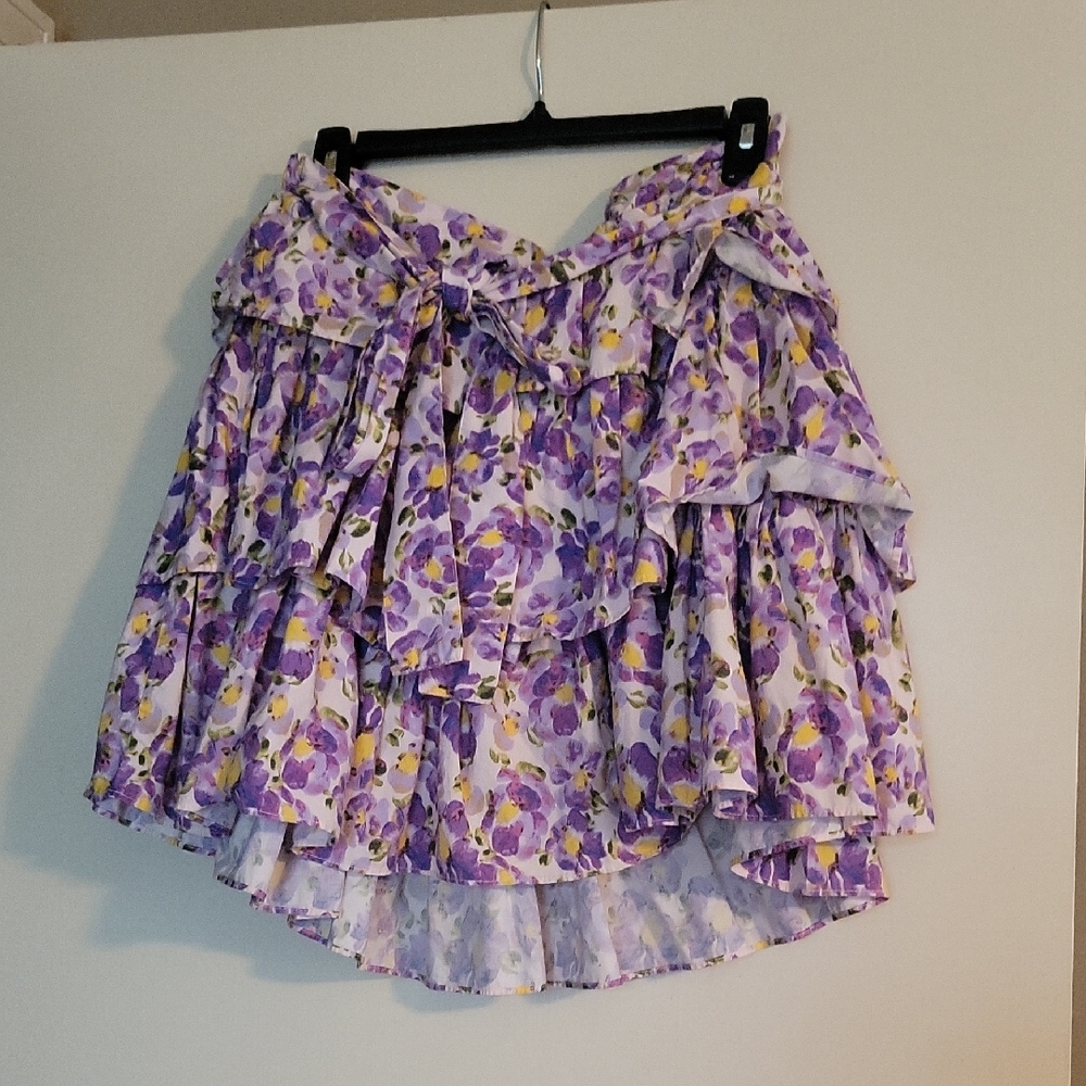 Time and Tru Purple and White Floral Skirt